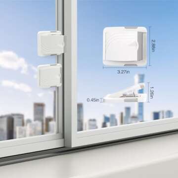 HelloPony 4Pack Sliding Door Lock with 36 Pack Must Use Clear Outlet Covers-Baby Proofing Window Locks-Proof Sliding Glass Door Lock, Patios Doors, Closet Doors-No Drilling Tools Needed …