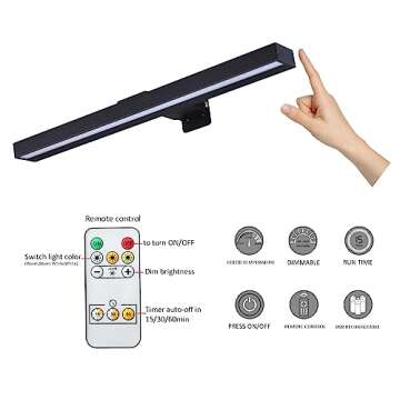 MIOBLUE LED Picture Lights with Remote, 16in Metal Battery Operated Picture Light,Rechargeable Display Lamp,Dimmable Dartboard Light with Timer for Frame Wall Portrait Art, 2Pack