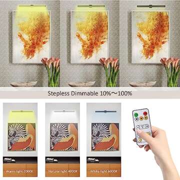 MIOBLUE LED Picture Lights with Remote, 16in Metal Battery Operated Picture Light,Rechargeable Display Lamp,Dimmable Dartboard Light with Timer for Frame Wall Portrait Art, 2Pack