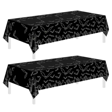 Halloween Tablecloth Set - 2 Pack with Spooky Bat Design
