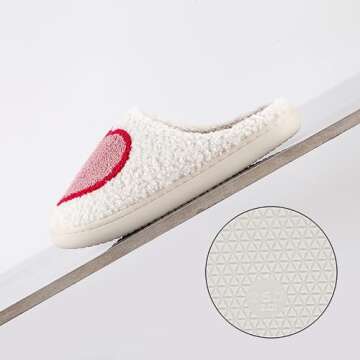 QQGB Women's Men's Cute Fuzzy Heart Slippers Memory Foam Fluffy Valentines Day Slippers Cozy House Slippers Indoor Outdoor Shoes Pink-37-38