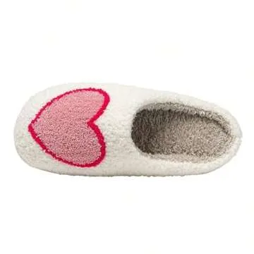QQGB Women's Men's Cute Fuzzy Heart Slippers Memory Foam Fluffy Valentines Day Slippers Cozy House Slippers Indoor Outdoor Shoes Pink-37-38