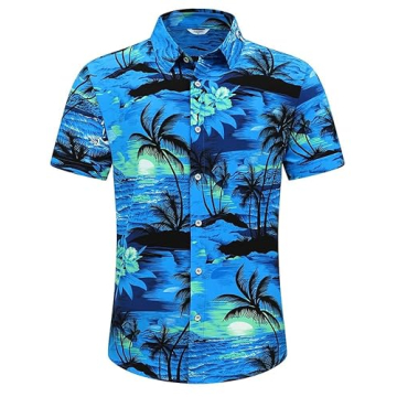SheLucki Hawaiian Shirt for Men | Summer Beach Casual Short Sleeve