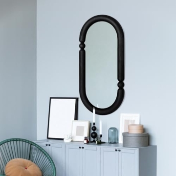 Elegant Creative Co-Op Oval Wall Mirror Black Home Decor