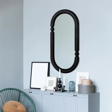 Elegant Creative Co-Op Oval Wall Mirror Black Home Decor