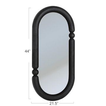 Elegant Creative Co-Op Oval Wall Mirror Black Home Decor