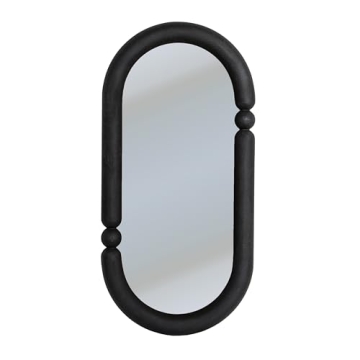 Elegant Creative Co-Op Oval Wall Mirror Black Home Decor