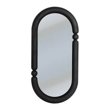 Elegant Creative Co-Op Oval Wall Mirror Black Home Decor