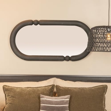 Elegant Creative Co-Op Oval Wall Mirror Black Home Decor