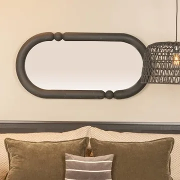 Elegant Creative Co-Op Oval Wall Mirror Black Home Decor