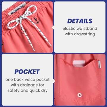 MaaMgic Mens Quick Dry Anchor Swim Trunks with Mesh Lining Swimwear Bathing Suits,Red-glm009,Large