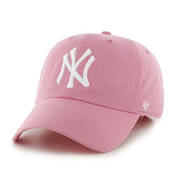 Stylish MLB New York Yankees Women's '47 Brand Adjustable Clean Up Cap in Rose