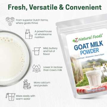 Z Natural Foods Goat Milk Powder - Pure Netherlands Full Cream Milk, Powdered Goat Milk, Highly Nutritious, Easy Digestion - Whole Goats Milk for Adults for Smoothies, Cooking, Baking, 1 lb