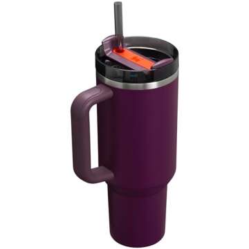 Stanley Quencher H2.0 Tumbler with Handle & Straw 40 oz | Twist On 3-Way Lid | Cupholder Compatible for Travel | Insulated Stainless Steel Cup | BPA-Free | Plum