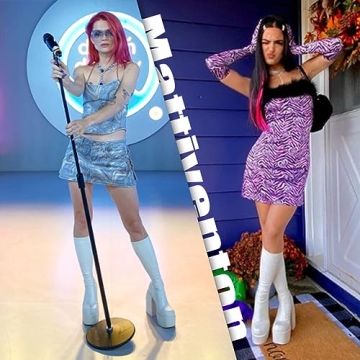 Mattiventon White Platform Boots for Women Stylish Chunky Heels