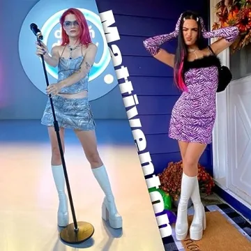 Mattiventon White Platform Boots for Women Stylish Chunky Heels