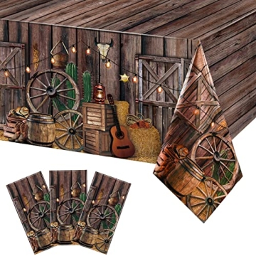 Tiamon 3 Pcs Western Cowboy Party Table Covers - Stylish Tablecloth for Wild West Themed Celebration...