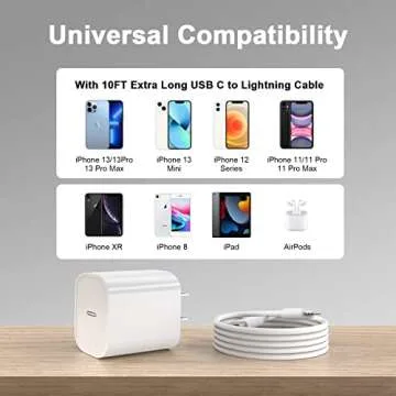 Ucaca 10FT iPhone Fast Charger, [MFi Certified] 2 Pack PD 20W USB C Wall Charger Block with 10FT Extra Long Type C to Lightning Fast Charging Data Sync Cord for iPhone 14 13 12 11 Pro Max XS XR X iPad