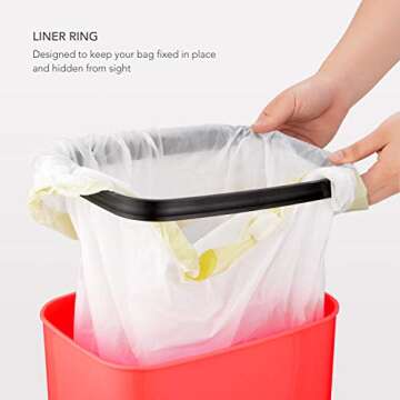 Ninestars DZT-12-5RS Bedroom or Bathroom Automatic Touchless Infrared Motion Sensor Trash Can, 3 Gal 12 L, ABS Plastic (Rectangular, Rose) Trashcan