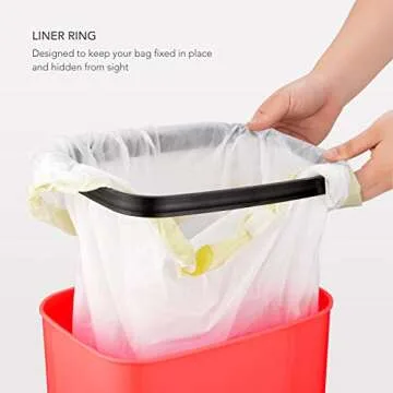 Ninestars DZT-12-5RS Bedroom or Bathroom Automatic Touchless Infrared Motion Sensor Trash Can, 3 Gal 12 L, ABS Plastic (Rectangular, Rose) Trashcan