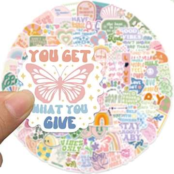 Pink Inspirational Stickers, Preppy Motivational Stickers, 100Pcs Aesthetic Encouragement Stickers f...