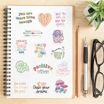 Pink Inspirational Stickers, Preppy Motivational Stickers, 100Pcs Aesthetic Encouragement Stickers for Students Teachers, Dovipta Vinyl Waterproof Stickers for Water Bottle, Laptop, Scrapbook, Journal (Pink 100)