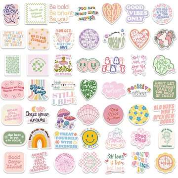 Pink Inspirational Stickers, Preppy Motivational Stickers, 100Pcs Aesthetic Encouragement Stickers for Students Teachers, Dovipta Vinyl Waterproof Stickers for Water Bottle, Laptop, Scrapbook, Journal (Pink 100)