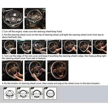 Valleycomfy 4PCS Set Fluffy Steering Wheel Cover with Handbrake Cover & Gear Shift Cover Fuzzy Steering Wheel Cover for Women Plush Car Wheel Cover Universal Fit 15 Inch Gray