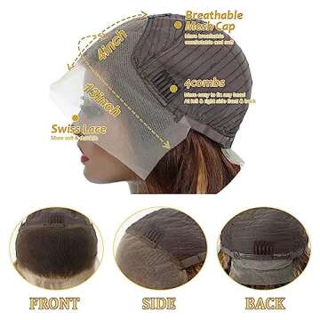 22 Inch Ombre Lace Front Wig Human Hair 13x4 Highlight Lace Front Wigs Human Hair Glueless blonde highlight wig human hair with Baby Hair Pre Plucked 180% Density 4/27 human hair wig for black women