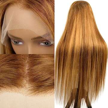 22 Inch Ombre Lace Front Wig Human Hair 13x4 Highlight Lace Front Wigs Human Hair Glueless blonde highlight wig human hair with Baby Hair Pre Plucked 180% Density 4/27 human hair wig for black women