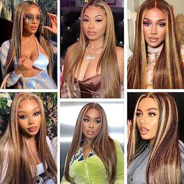 22 Inch Ombre Lace Front Wig Human Hair 13x4 Highlight Lace Front Wigs Human Hair Glueless blonde highlight wig human hair with Baby Hair Pre Plucked 180% Density 4/27 human hair wig for black women