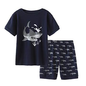 MyFav Big Boys Pajamas 2 Piece Short PJS Cute Cartoon Sleepwear Navy, 7Y