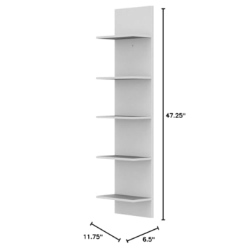 Danya B. Decorative Wall Mount Vertical Shelving Unit – Modern Column Shelves (White)
