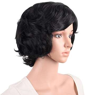 MapofBeauty 11.8 Inch/30 cm Special Elderly Short Curly Fashion Wigs(Black)