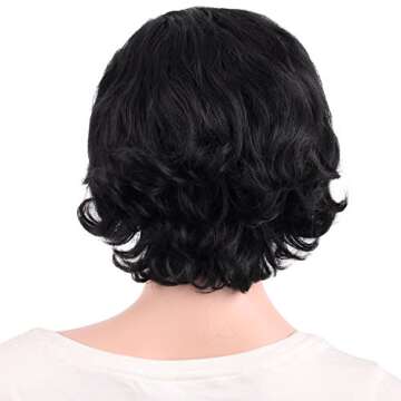 MapofBeauty 11.8 Inch/30 cm Special Elderly Short Curly Fashion Wigs(Black)