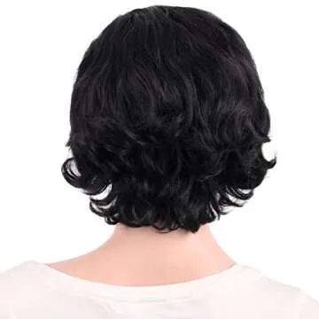 MapofBeauty 11.8 Inch/30 cm Special Elderly Short Curly Fashion Wigs(Black)