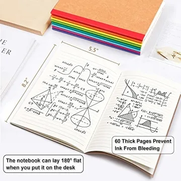 Feela 8 Pack A5 Kraft Notebooks with Rainbow Spines
