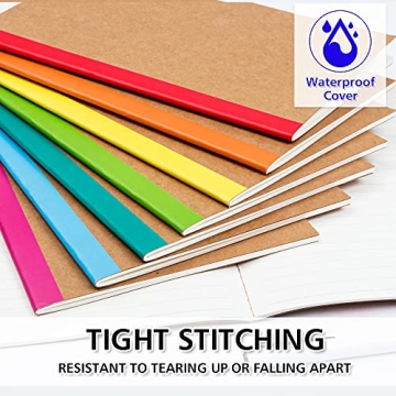Feela 8 Pack A5 Kraft Notebooks with Rainbow Spines