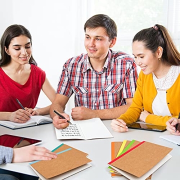 Feela 8 Pack A5 Kraft Notebooks with Rainbow Spines