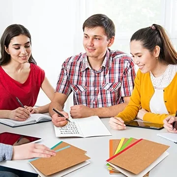 Feela 8 Pack A5 Kraft Notebooks with Rainbow Spines