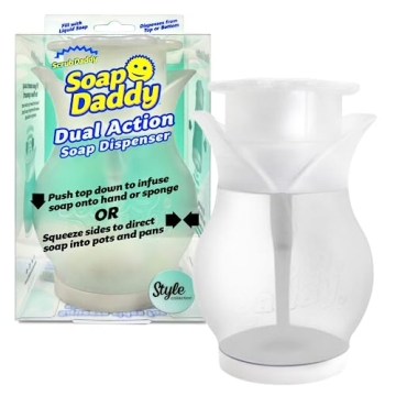 Scrub Daddy Soap Dispenser for Kitchen and Bathroom - Refillable, Dual Action