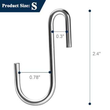 ESFUN 30 Pack Heavy Duty S Hooks for Kitchen and Home