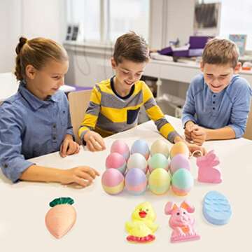 Holydeck 17 Pcs Colorful Easter Sidewalk Chalks,Non-Toxic Jumbo Chalk with Easter Eggs Rabbit Carrot Chick for Outdoor Art Play,Easter Basket Stuffers (Multicolor)