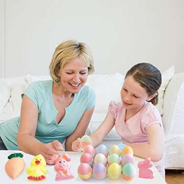 Holydeck 17 Pcs Colorful Easter Sidewalk Chalks,Non-Toxic Jumbo Chalk with Easter Eggs Rabbit Carrot Chick for Outdoor Art Play,Easter Basket Stuffers (Multicolor)