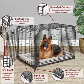MidWest Homes for Pets XL Dog Crate | MidWest Life Stages Double Door Folding Metal Dog Crate | Divi...
