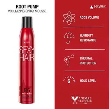 SexyHair Big Root Pump Volumizing Spray Mousse Travel Size, 1.6 Oz | Volume with Medium Hold | Up to 72 Hour Humidity Resistance