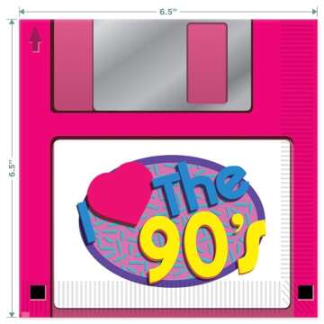 Fun 90's Party Supplies - Floppy Disk Napkins & CD Plates