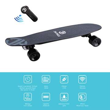Electric Skateboard Electric Longboard with Remote Control Electric Skateboard,350W Hub-Motor,12.4 M...
