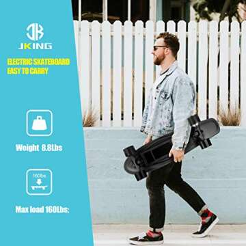 Electric Skateboard Electric Longboard with Remote Control Electric Skateboard,350W Hub-Motor,12.4 MPH Top Speed,5.2 Miles Range,3 Speeds Adjustment,12 Months Warranty