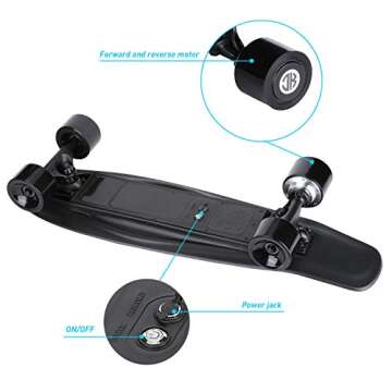 Electric Skateboard Electric Longboard with Remote Control Electric Skateboard,350W Hub-Motor,12.4 MPH Top Speed,5.2 Miles Range,3 Speeds Adjustment,12 Months Warranty